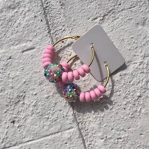 Kids Pink Beaded Earrings with fun accent